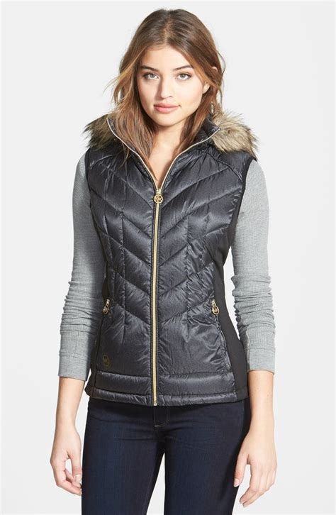 michael kors down hooded puffer vest fur trim womens|Michael kors puffer hooded vest + FREE SHIPPING .